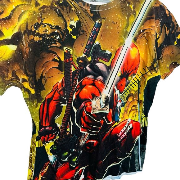 Marvel Deadpool T-Shirt All Over Print Double Sided Short Sleeve Mens Size Large - Picture 5 of 10